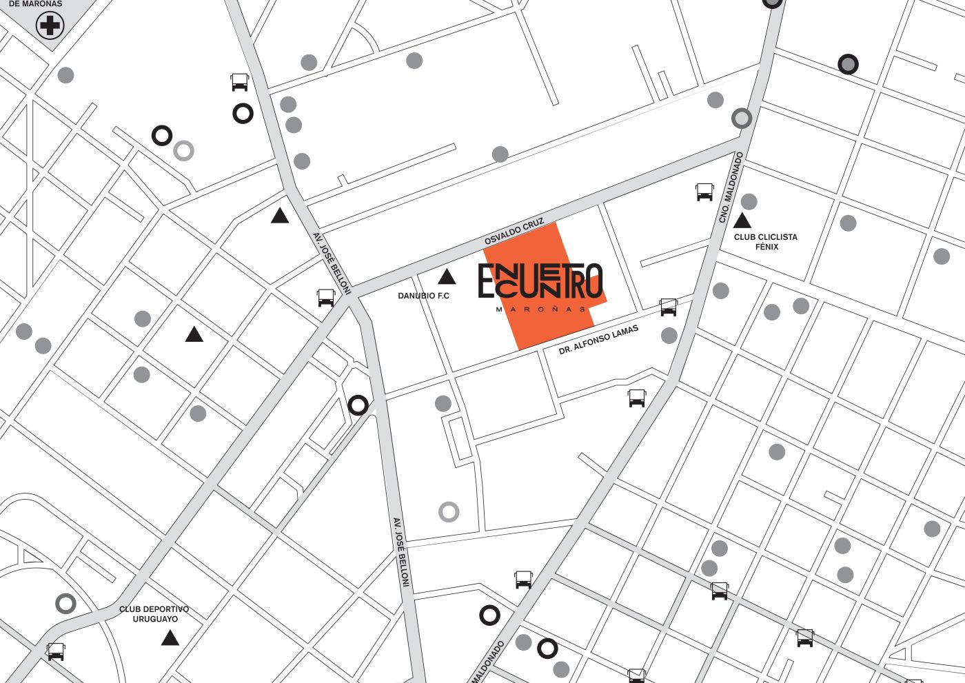 Mapa de ubicación de Encuentro Maroñas, Osvaldo Cruz 5272, Flor de Maroñas
