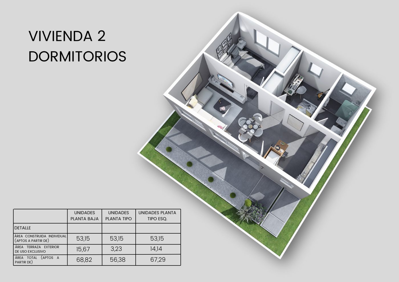 Planta de 2 dormitorios